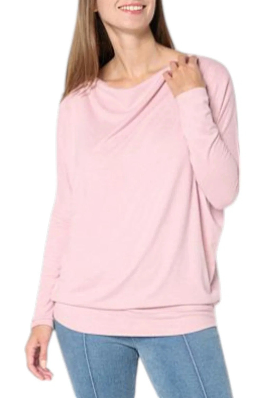 Comfort Code Women's So Soft Sweater Knit Draped Tunic Mauve Haze - Regular